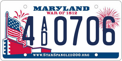 MD license plate 4AD0706