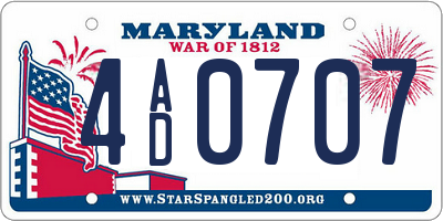 MD license plate 4AD0707