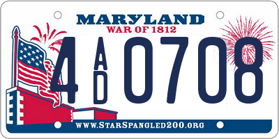 MD license plate 4AD0708