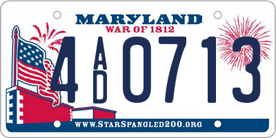MD license plate 4AD0713