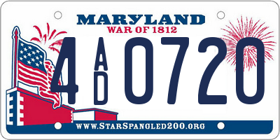 MD license plate 4AD0720