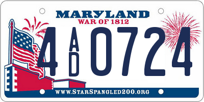 MD license plate 4AD0724