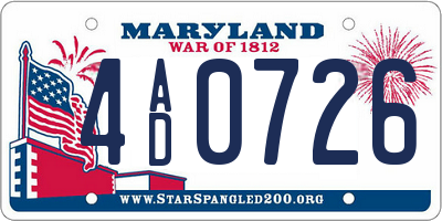 MD license plate 4AD0726