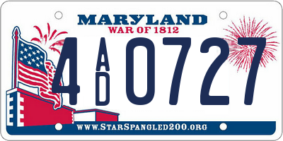 MD license plate 4AD0727