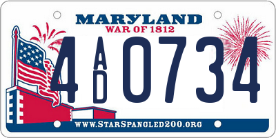 MD license plate 4AD0734