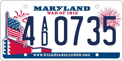 MD license plate 4AD0735