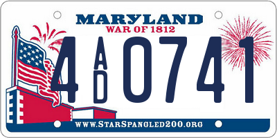 MD license plate 4AD0741