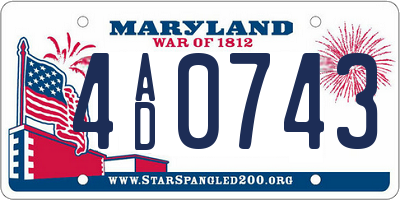 MD license plate 4AD0743