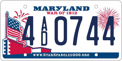 MD license plate 4AD0744