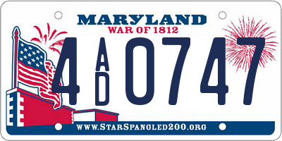 MD license plate 4AD0747