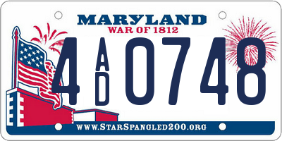 MD license plate 4AD0748