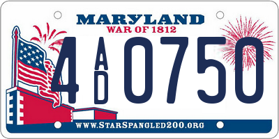 MD license plate 4AD0750