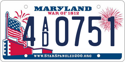 MD license plate 4AD0751