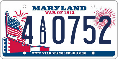 MD license plate 4AD0752
