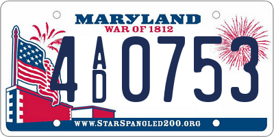 MD license plate 4AD0753