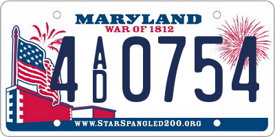 MD license plate 4AD0754