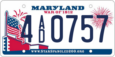 MD license plate 4AD0757