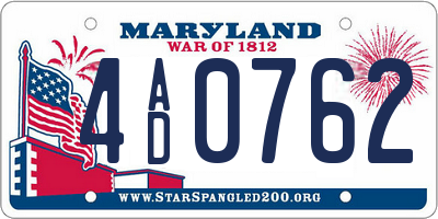 MD license plate 4AD0762