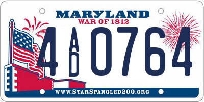 MD license plate 4AD0764