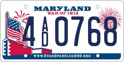 MD license plate 4AD0768