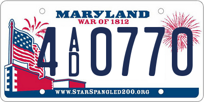 MD license plate 4AD0770