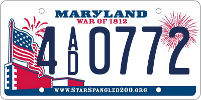 MD license plate 4AD0772