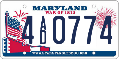 MD license plate 4AD0774