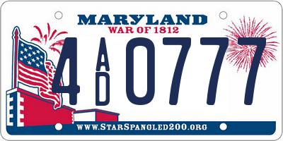 MD license plate 4AD0777