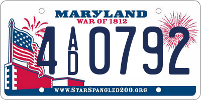 MD license plate 4AD0792