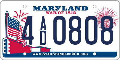 MD license plate 4AD0808
