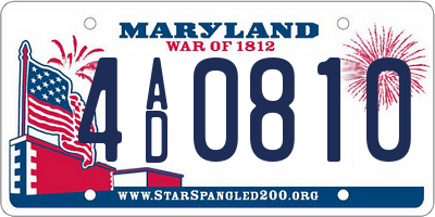 MD license plate 4AD0810