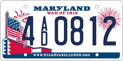 MD license plate 4AD0812