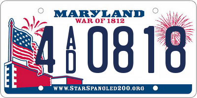 MD license plate 4AD0818