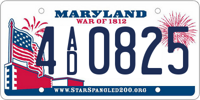 MD license plate 4AD0825