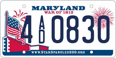 MD license plate 4AD0830