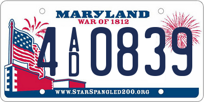 MD license plate 4AD0839
