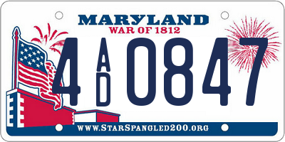 MD license plate 4AD0847