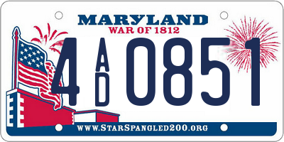 MD license plate 4AD0851