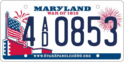 MD license plate 4AD0853