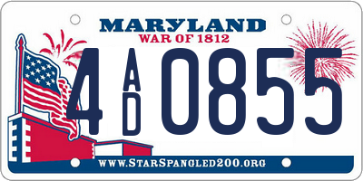 MD license plate 4AD0855