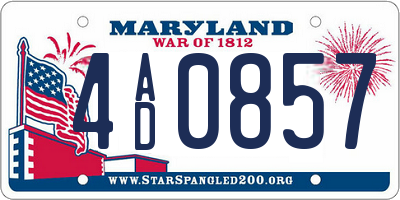 MD license plate 4AD0857
