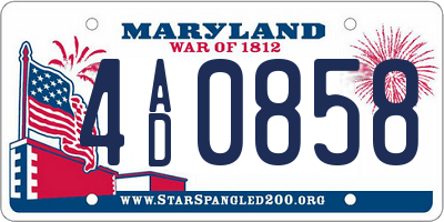 MD license plate 4AD0858