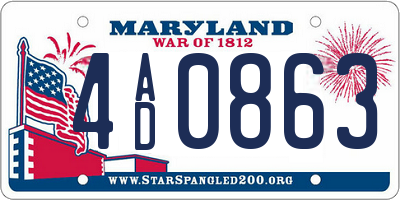 MD license plate 4AD0863