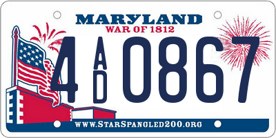 MD license plate 4AD0867