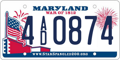 MD license plate 4AD0874