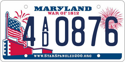 MD license plate 4AD0876