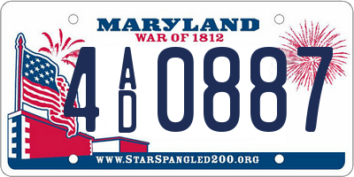 MD license plate 4AD0887