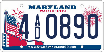 MD license plate 4AD0890
