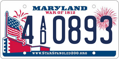 MD license plate 4AD0893