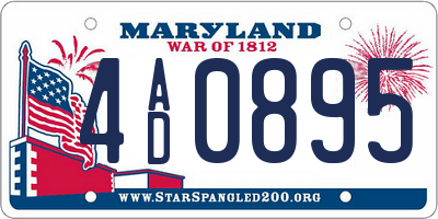 MD license plate 4AD0895